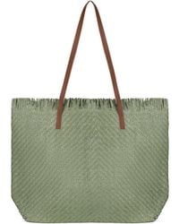 Woodland Leathers - Large Woven Straw Beach Bag - Lyst