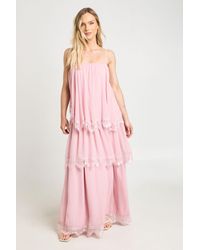 Boohoo - Petite Crinkle Chiffon & Lace Layered Maxi Dress - Lyst