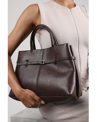 Where's That From - Wheres 'Flores' Luxury Structured Leather Tote Bag - Lyst