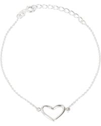 The Jewellery Stockroom - Rhodium Plated Sterling Open Heart Bracelet - Lyst