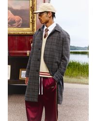 BoohooMAN - Regular Fit Raglan Single Breasted Flannel Collar Buckle Car Coat - Lyst