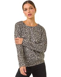 Roman - Animal Print Banded Hem Top - Lyst