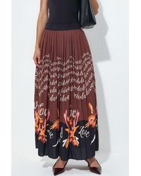 Msn-Collection - High-Waist Printed Midi Pleated Skirt - Lyst
