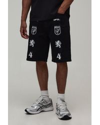 BoohooMAN - Relaxed Badge Applique Denim Shorts - Lyst
