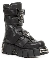 New Rock - Punk Mid Calf Leather Boots-M-422-S1 - Lyst