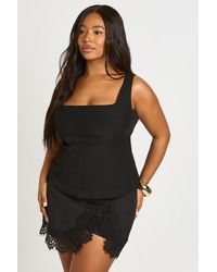 Boohoo - Plus Peplum Hem Corset Top - Lyst