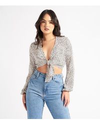 Urban Bliss - Animal Tie Front Blouse - Lyst