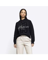 River Island - Hoodie Embroidered Cotton - Lyst