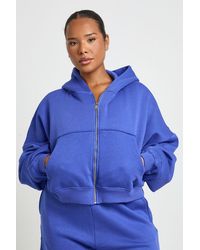 Boohoo - Plus Core Basic Boxy Balloon Sleeve Oversized Zip Through Hoodie - Lyst