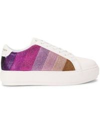 Kurt Geiger - Leather Laney Stripe Crystal Sneakers Leather - Lyst