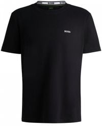 BOSS - Taddy Cotton Piqué T-Shirt With Oxford-Jacquard Back Collar - Lyst