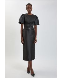 Karen Millen - Satin Twill Belted Maxi Skirt - Lyst