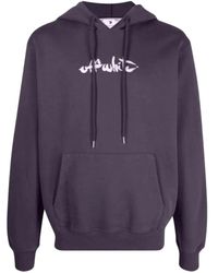 Off-White c/o Virgil Abloh - Script Logo Slim Fit Aubergine Hoodie - Lyst