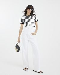 River Island - Peplum Top Striped Knit Belted - Lyst