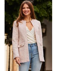 Sosandar - Boucle Collarless Blazer With Detail - Lyst