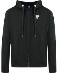 North Sails - Zwarte Hoodie Met Rits En -logo - Lyst