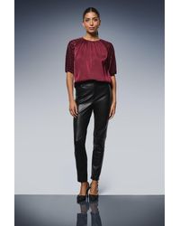 Wallis - Devore Velvet Puff Sleeve Top - Lyst