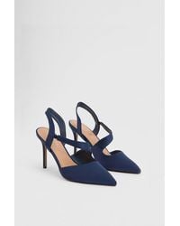 Wallis - Wide Fit Everly Satin Asymmetric Pointed Stiletto High Heel Courts - Lyst