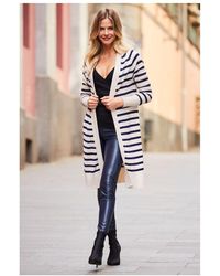 Sosandar - Striped Longline Knitted Cardigan Viscose - Lyst