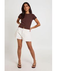 Boohoo - Flippy Wide Leg Denim Short - Lyst