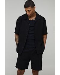 BoohooMAN - Oversized Shirt And Relaxed Mid Length Short Pleated Set - Lyst