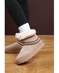 Where's That From - Wheres 'Flora' Suede Flat Slippers With Embroidered Trim Detail - Lyst