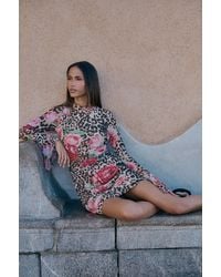 Boohoo - Mixed Animal Print Flared Sleeve Mini Dress - Lyst