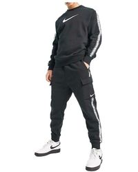Nike - Repeat Crew Fleece Tracksuit Set In Black - Lyst