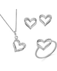 Orphelia - 'Cecilia' 925 Sterling Set: Necklace + Earrings + Ring - Lyst