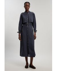 Karen Millen - Petite Cupro Utility Twill Woven Shirt Dress With Belt Detail - Lyst