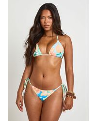 Boohoo - Fruit Print Triangle Bikini Top And Tie Side Bottom Set - Lyst