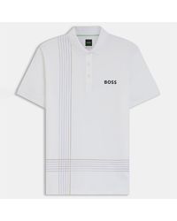 BOSS - Quick Dry Polo Shirt With Check Artwork - Lyst