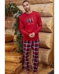 Threadbare - Cotton Check Christmas Pyjama Set - Lyst