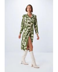 GUSTO - Printed Satin Wrap Dress - Lyst