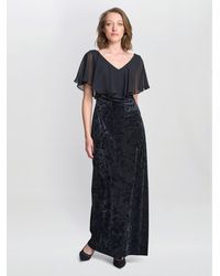 Gina Bacconi - Daphne Velvet Maxi Dress With Chiffon Cape - Lyst