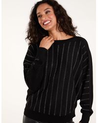 Blue Vanilla - Striped Diamante Batwing Jumper - Lyst