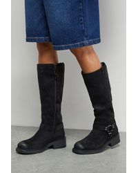 Faith - Bia Faux Suede Knee High Biker Boots - Lyst