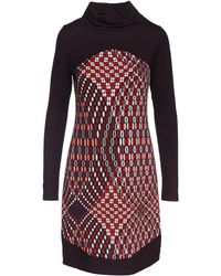 Conquista - Turtleneck Long Sleeve Jersey Dress - Lyst