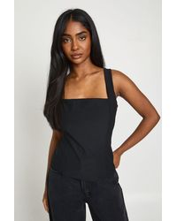 Boohoo - Fitted Square Neck Cinched Strappy Top - Lyst