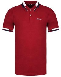 Ben Sherman - Mod Stripe Red Polo Shirt Cotton - Lyst
