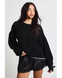 Boohoo - Bow Cuff Detail Knitted Jumper - Lyst
