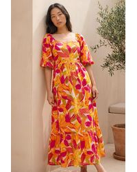 Roman - Petite Floral Puff Sleeve Tiered Dress - Lyst