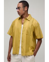 BoohooMAN - Oversized Embroidered Stripe Short Sleeve Shirt - Lyst