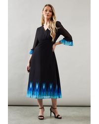 Wallis - Ombre Print Flute Sleeve Chiffon Midi Dress - Lyst