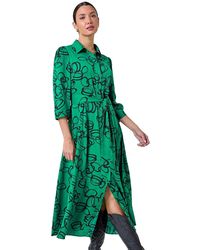 Roman - Abstract Circle Print Midi Shirt Dress - Lyst