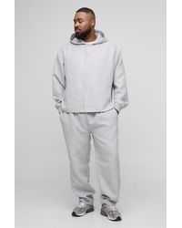 BoohooMAN - Plus Oversized Boucle Hooded Button Up Shirt Jacket - Lyst