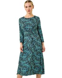Roman - Abstract Print Twist Front Midi Dress - Lyst