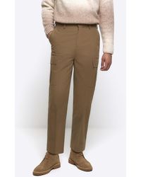 River Island - Smart Trousers Tapered Fit Cargo Cotton - Lyst