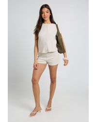 Boohoo - Rib Short Sleeve Button Through Top And Set - Lyst