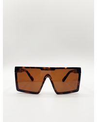 SVNX - Tortoiseshell Oversized Flat Top Square Frame Sunglasses - Lyst